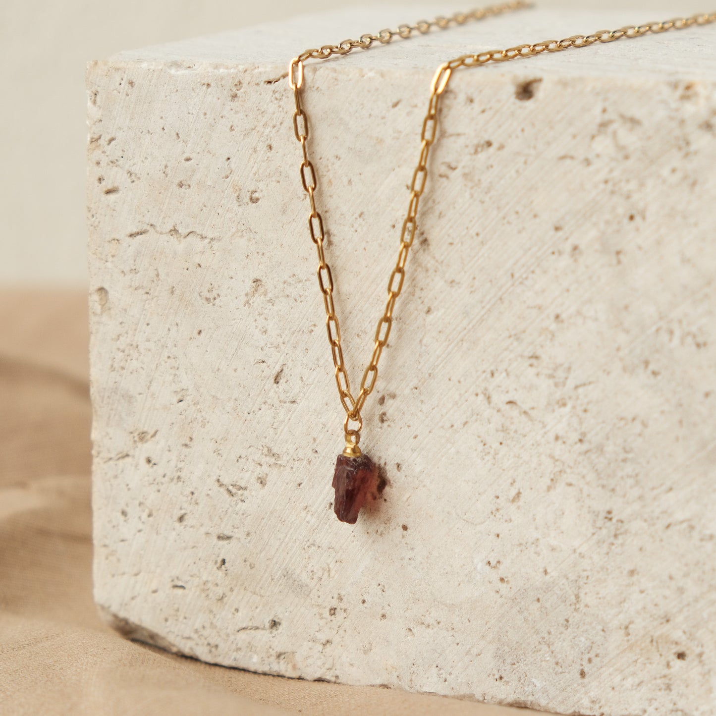 Garnet Link Necklace
