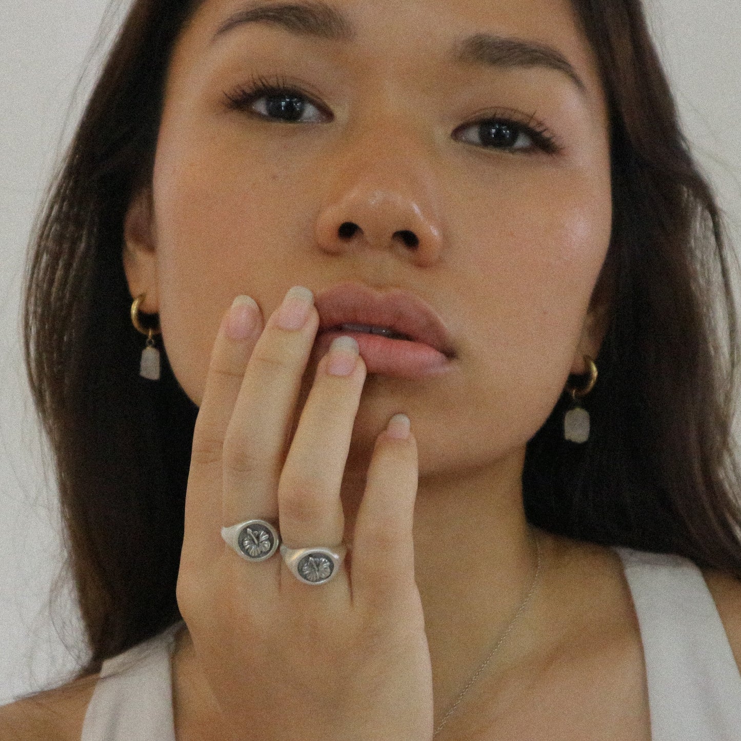 Hibiscus Signet Ring Silver