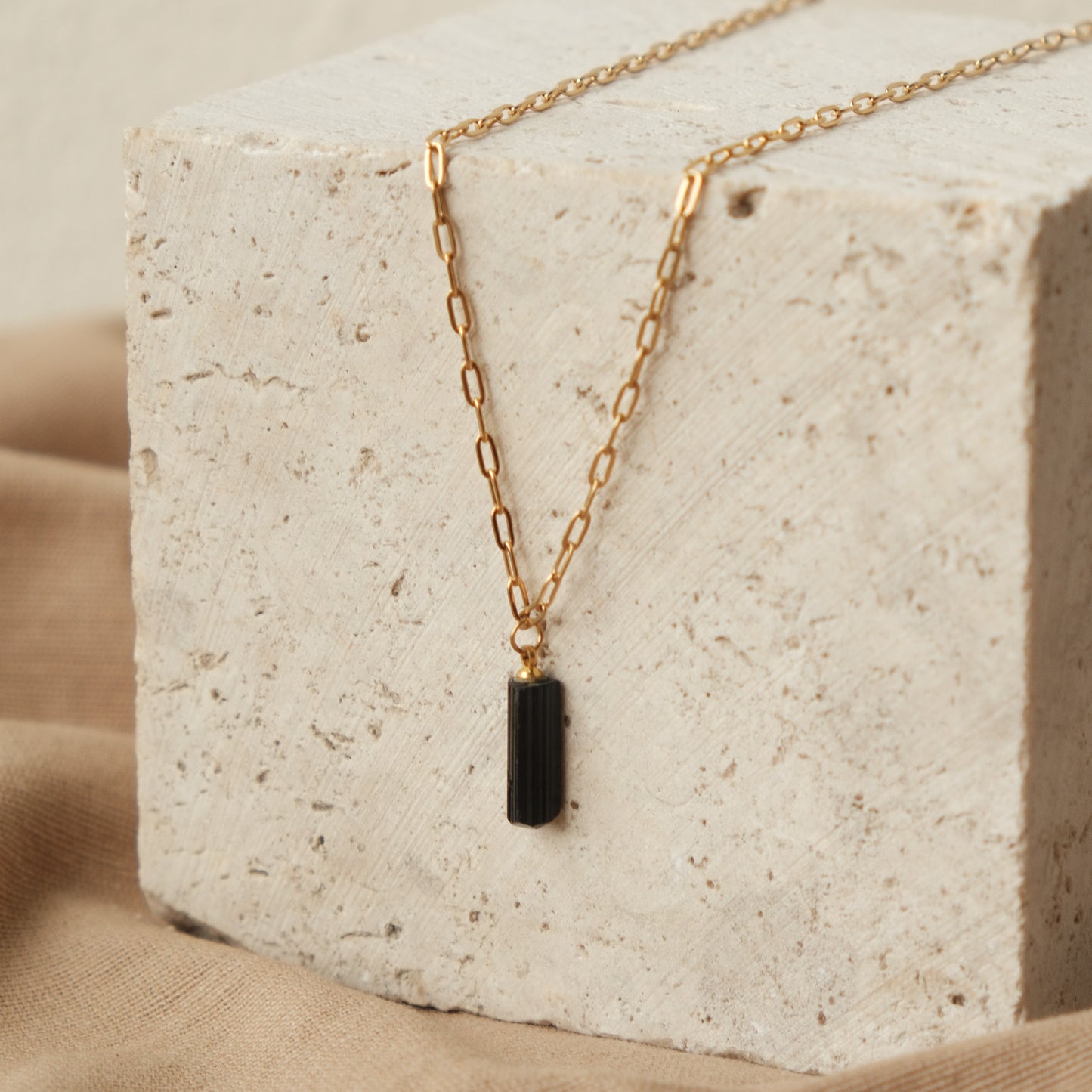 Black Tourmaline Link Necklace