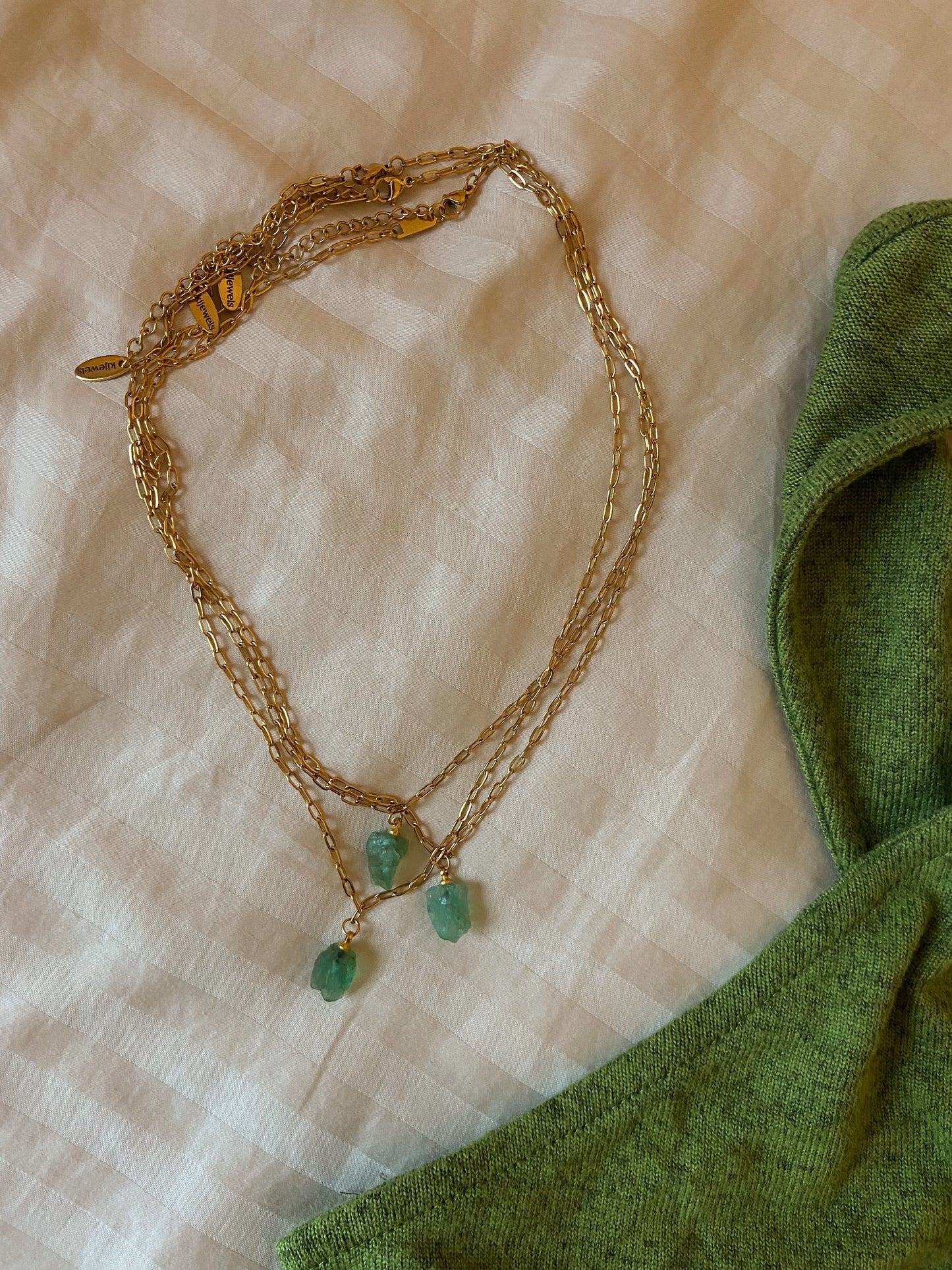 Green Chalcedony Link Necklace